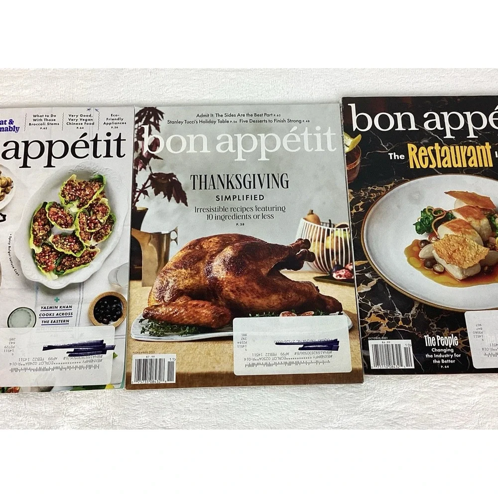 Bon Appetit Food & Wine Magazine Lot of 8 Issues Holidays Thanksgiving Dessert